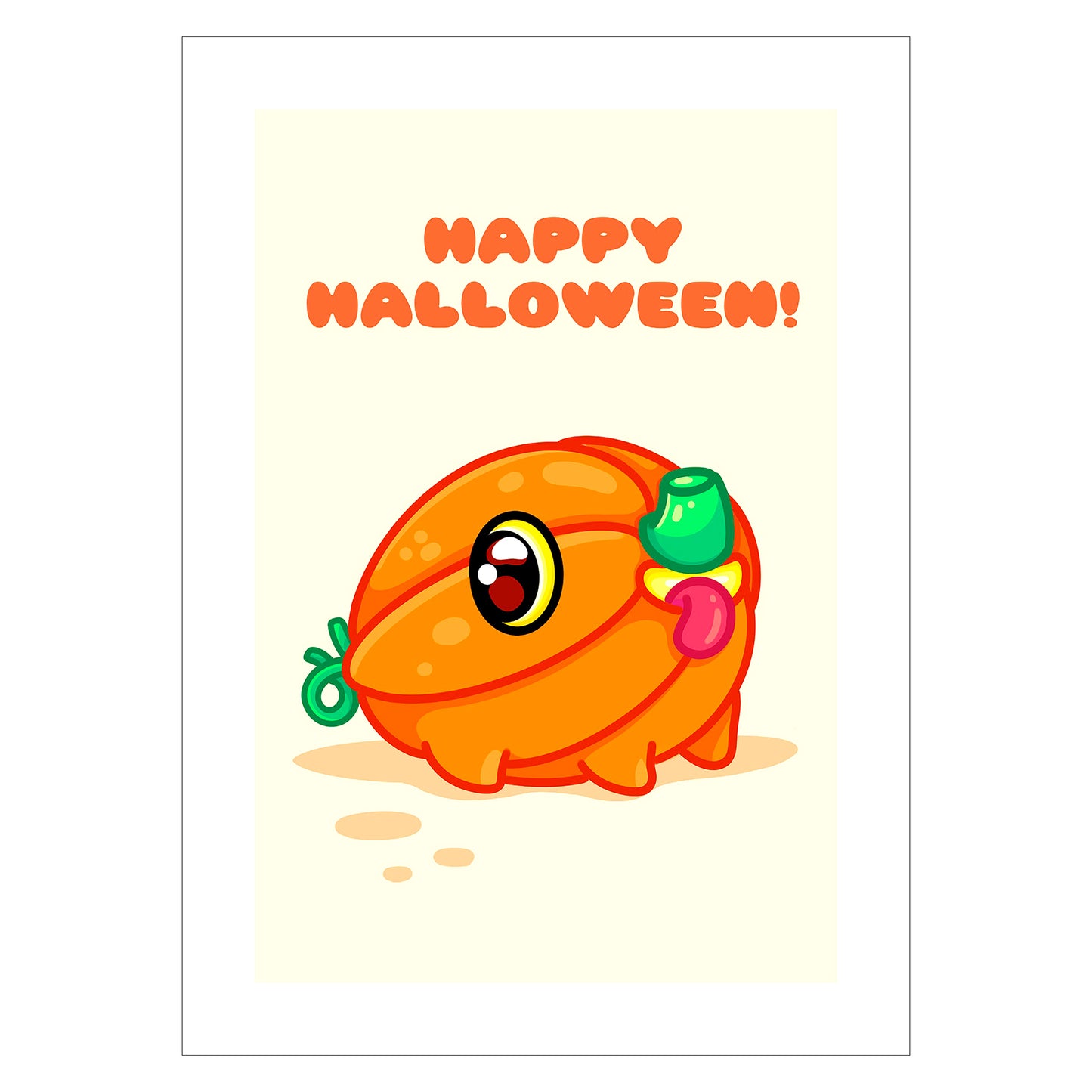 Cute print for Halloween of an anime pumpkin