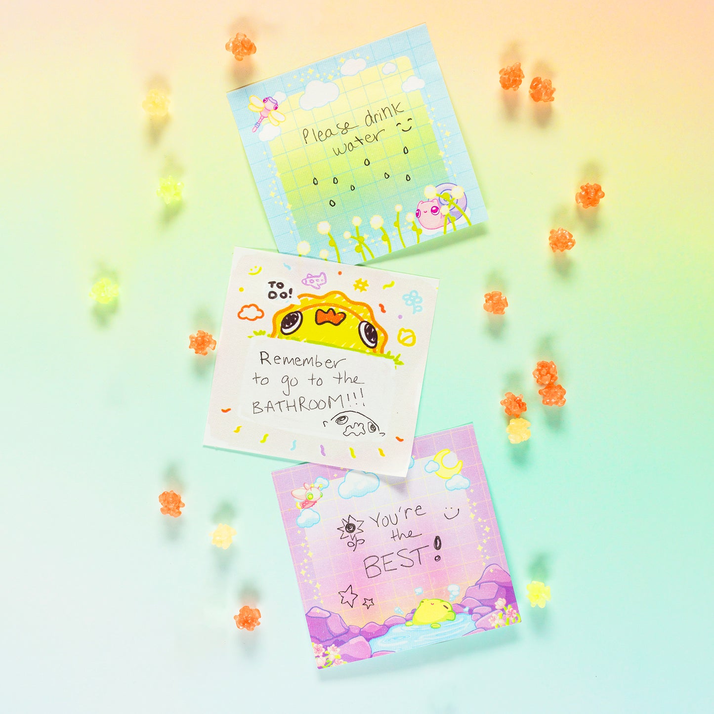 Cute sticky notes with writing on them